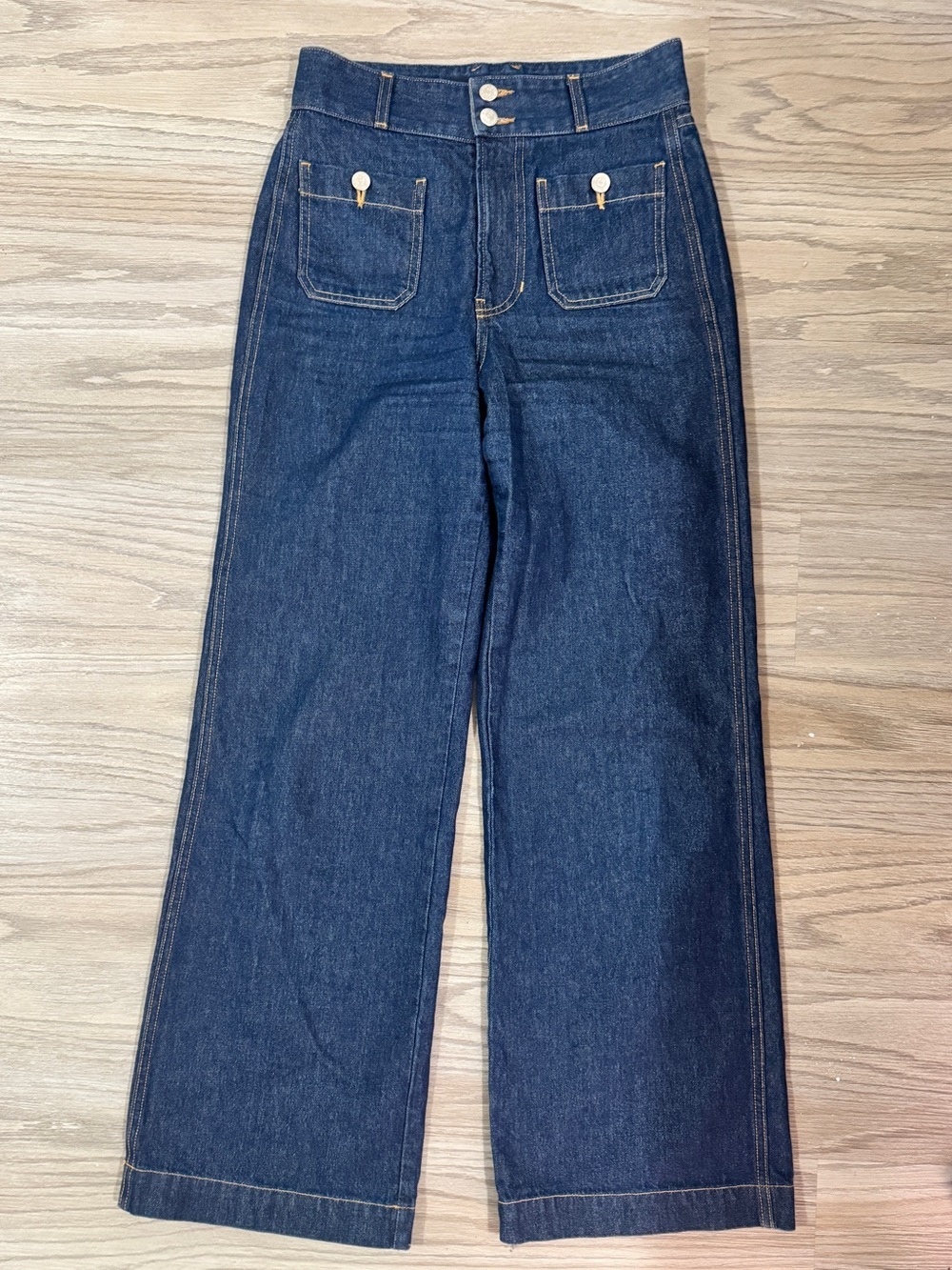 Veronica Beard Taylor High Rise Wide Leg Jeans Size 27 Dark Wash Designer Denim